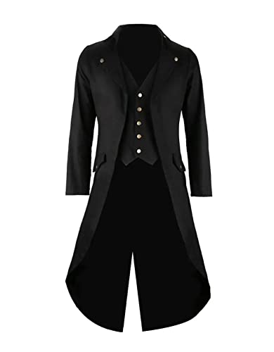 GOLDSTITCH Mens Black Vintage Tailcoat Jacket Fancy Cool Cosplay Costume Robe Black Medium - Image 1