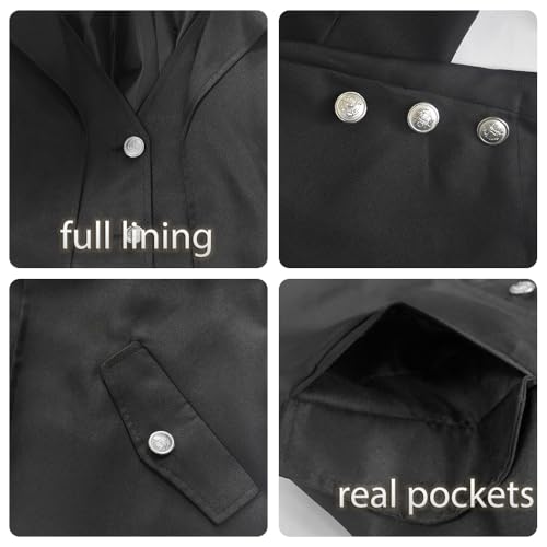 GOLDSTITCH Mens Black Vintage Tailcoat Jacket Fancy Cool Cosplay Costume Robe Black Medium - Image 4