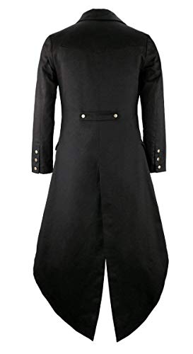 GOLDSTITCH Mens Black Vintage Tailcoat Jacket Fancy Cool Cosplay Costume Robe Black Medium - Image 2