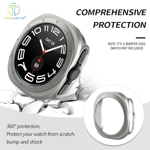 T Teclusive Curved Protective Slim Bumper Case Cover Compatible for Galaxy Watch Ultra | Hard Shell Bumper Side Edge Protection Case for Galaxy Watch Ultra (Silver) - Image 2