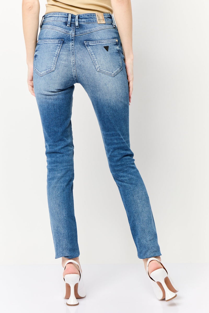 GUESS Women Skinny Fit Rip Stretchable Denim, Washed Blue - Image 4