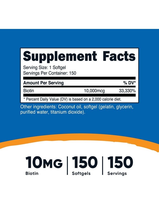 Nutricost Biotin (10000Mcg) In Coconut Oil 150 Softgels Gluten Free Nongmo - Image 3