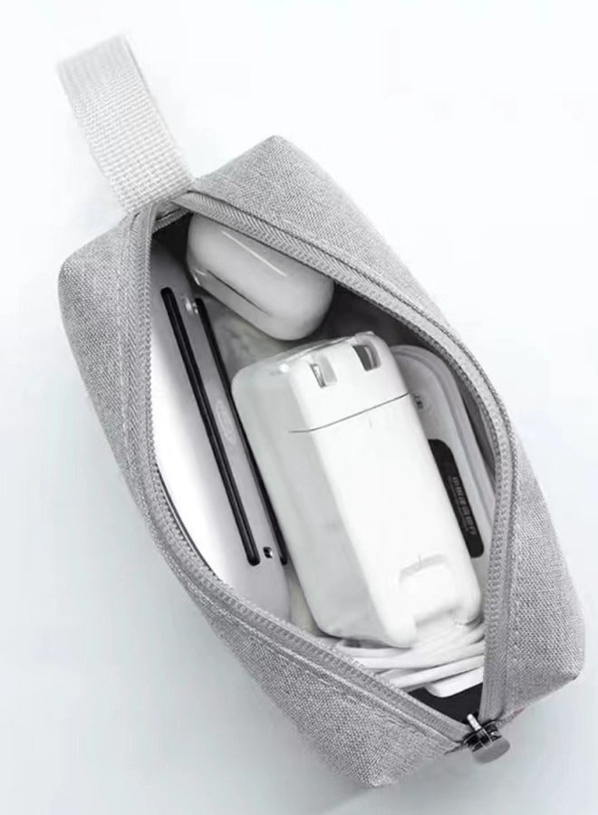 Electronic Accessories Bag, Digital Gadget Organizer Case, Travel Gear Storage Carrying Sleeve Pouch for Cable, USB, Earphones, Portable Hard Drives, Power Banks, Adapters or Camera Accessories Grey  - Image 3