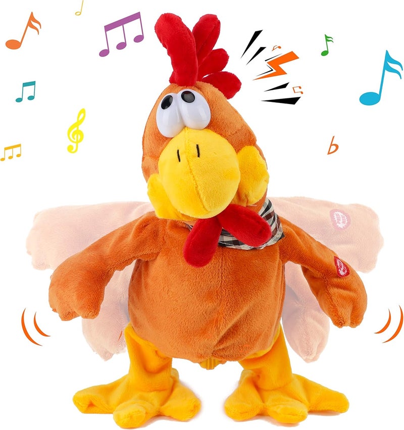 Cuteoy Easter Electric Chick Stuffed Animal Squawking Chicken Musical Walking Singing Waving Rooster Electronic Interactive Plush Toy Gift for Kids Boys Girls Birthday, 13'' (Orange) - Image 1