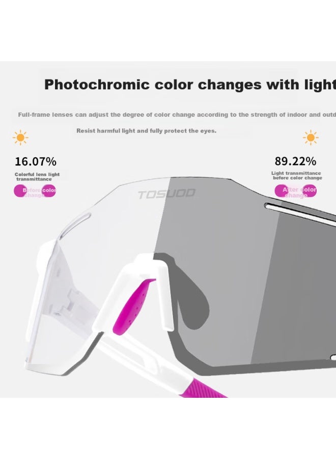 TOSUOD Tasiduizhang Children's Bicycle Riding Gl, Transparent Photochromic Youth Day And Night Dual-use Windproof Sand Protection Goggles - Image 1