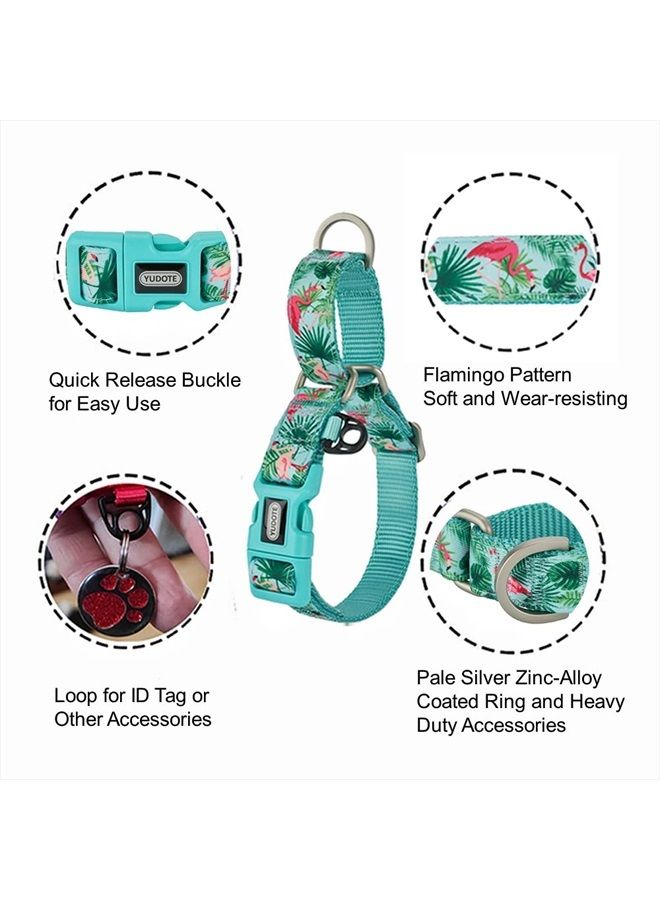 YUDOTE Martingale Dog Collars with Quick Snap Buckle, Nylon with Flamingo Pattern Ribbon, No Pull Collars for Female Male Small Dogs.(Extra Small,Flamingo) - Image 3