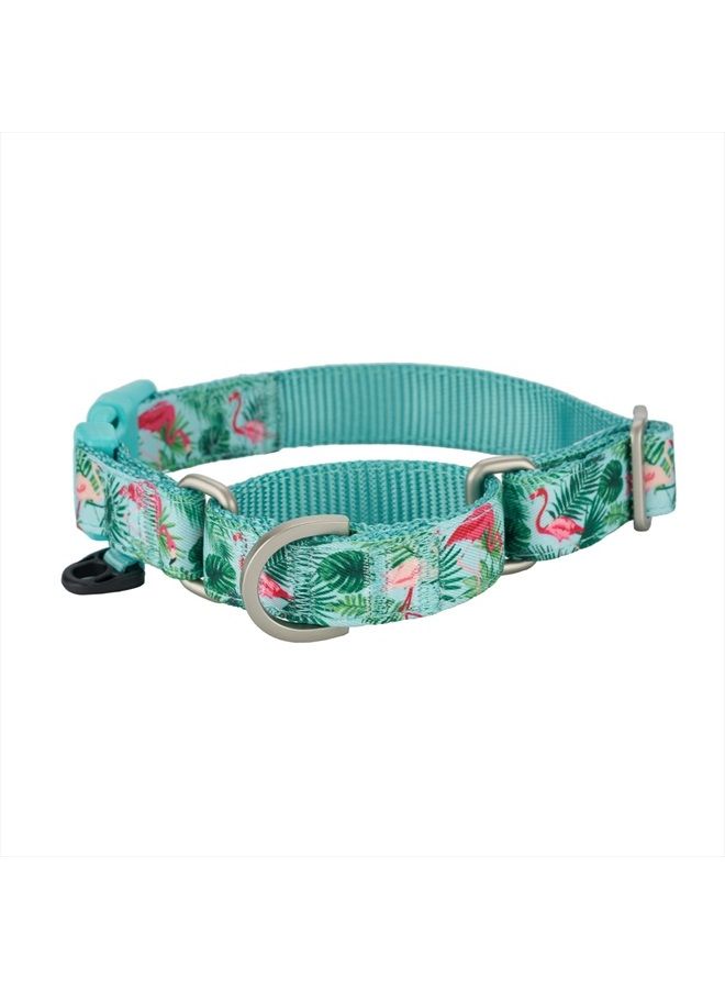 YUDOTE Martingale Dog Collars with Quick Snap Buckle, Nylon with Flamingo Pattern Ribbon, No Pull Collars for Female Male Small Dogs.(Extra Small,Flamingo) - Image 1