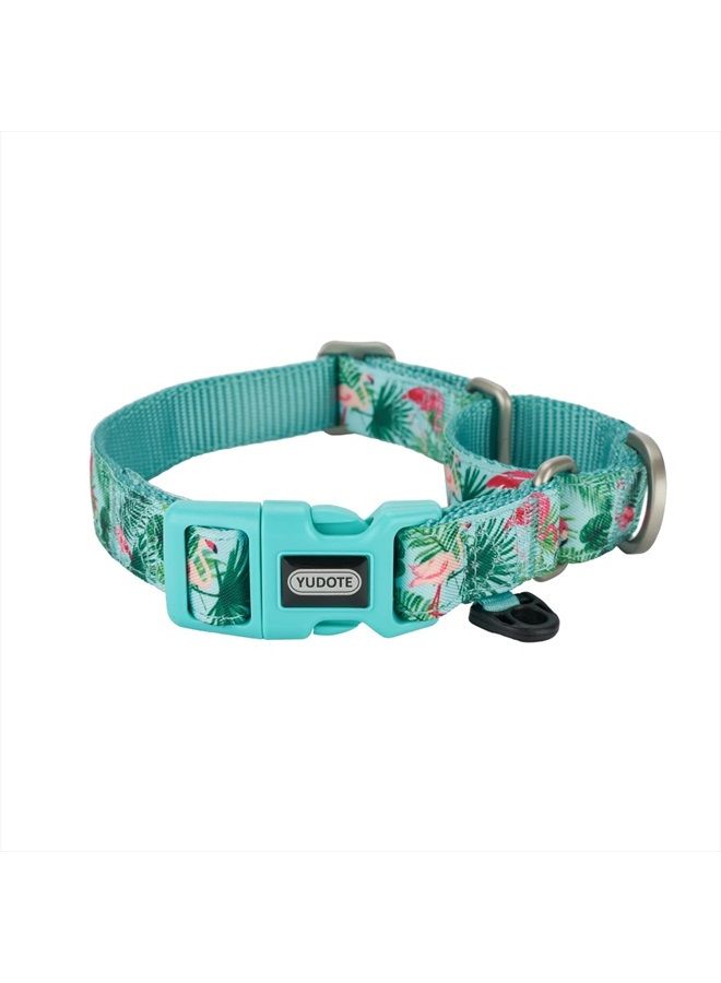 YUDOTE Martingale Dog Collars with Quick Snap Buckle, Nylon with Flamingo Pattern Ribbon, No Pull Collars for Female Male Small Dogs.(Extra Small,Flamingo) - Image 2