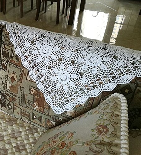 Damanni White Cotton Handmade Crochet Lace Table Cloth Doilies Doily,Square,23 Inch - Image 3