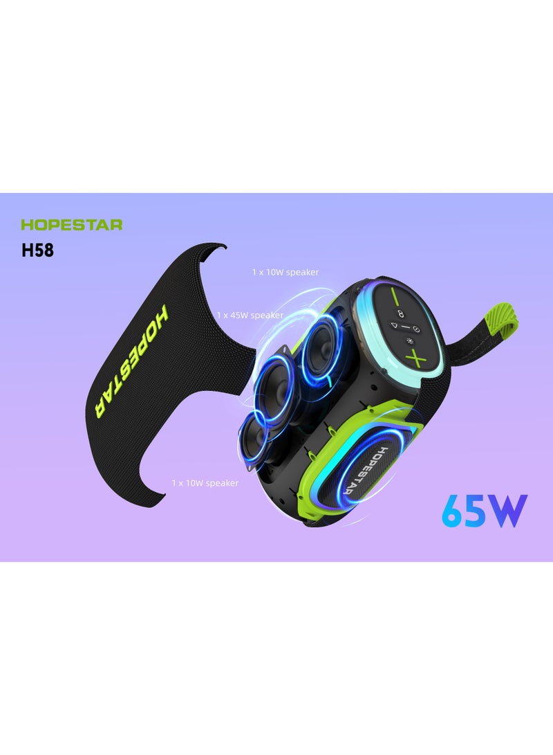 HopeStar H58 65W Powerful Sound Bluetooth Speaker with RGB Lights | 8000mAh Battery, 6H Playtime, IPX6 Waterproof, TWS Pairing & EQ Modes for Outdoor Parties, Home, and Travel - Image 3