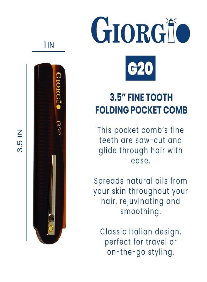 Giorgio G20 Folding Mustache and Beard Comb - Fine Tooth Travel Comb for Everyday Styling and Hair Care - Handcrafted Sawcut and Hand Polished (TortoiseShell) - Image 3