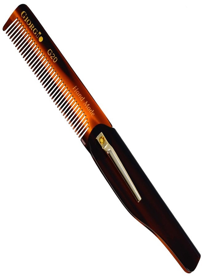 Giorgio G20 Folding Mustache and Beard Comb - Fine Tooth Travel Comb for Everyday Styling and Hair Care - Handcrafted Sawcut and Hand Polished (TortoiseShell) - Image 1