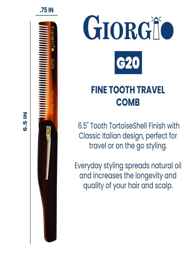 Giorgio G20 Folding Mustache and Beard Comb - Fine Tooth Travel Comb for Everyday Styling and Hair Care - Handcrafted Sawcut and Hand Polished (TortoiseShell) - Image 2