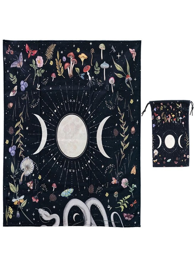 VIDAYA Altar Cloth, Thick Velvet Fabric Celtic Triple Moon Pentagram Tarot Cloth, Wiccan Witchcraft Supplies and Tools, Tarot Divination Table Cloth Astrology Tapestry and Tarot Card Bag 25 INCH - Image 1