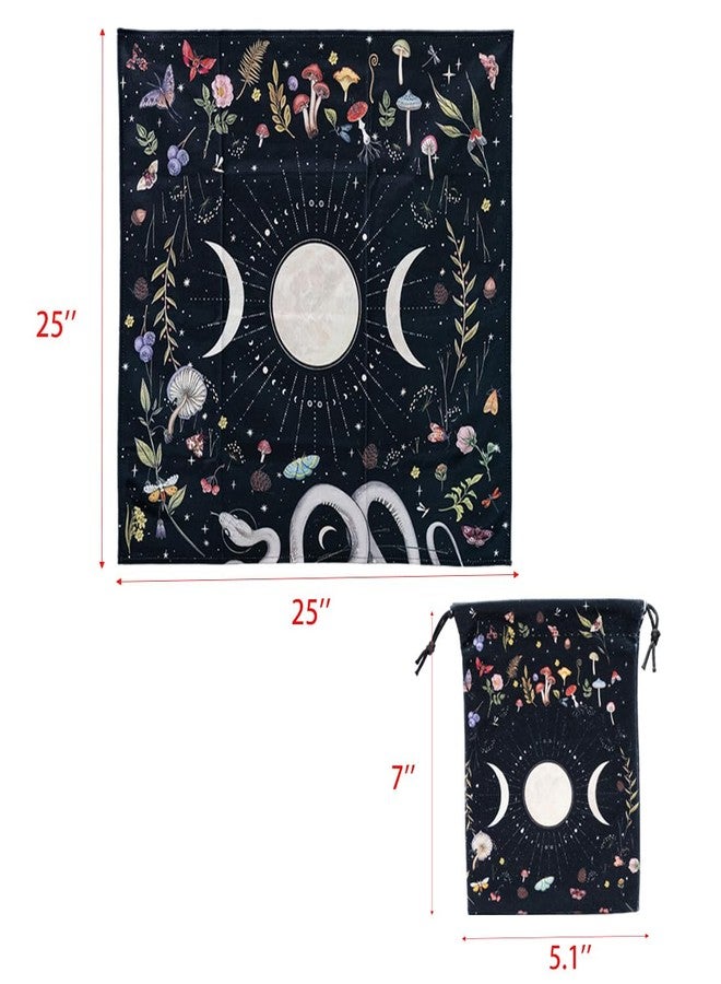 VIDAYA Altar Cloth, Thick Velvet Fabric Celtic Triple Moon Pentagram Tarot Cloth, Wiccan Witchcraft Supplies and Tools, Tarot Divination Table Cloth Astrology Tapestry and Tarot Card Bag 25 INCH - Image 2