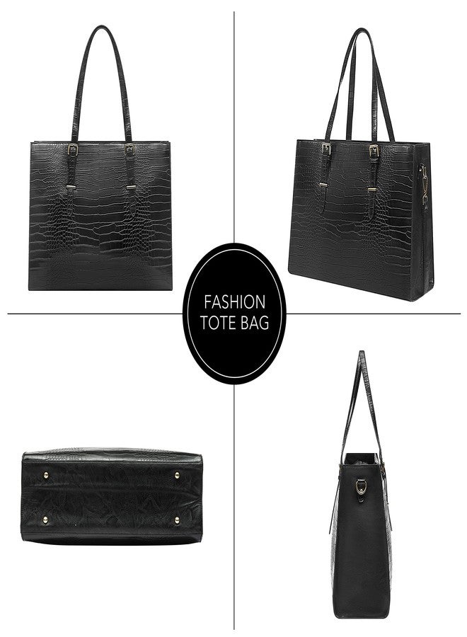 Amaze Professional Laptop Bags for Women 15.6 Inch Waterproof | PU Leather Large Capacity Tote Bag for Ladies | Designer Shoulder Briefcase for Work, Office & Business (Black) - Image 3