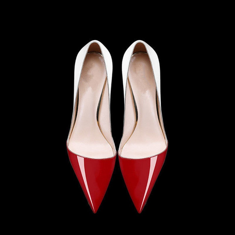 Size 32-45 Single Girl Color-Block Pointed High Heels Shallow Mouth Four Seasons Elegant Thin Heel Shoes Women'S Sandals - Image 3