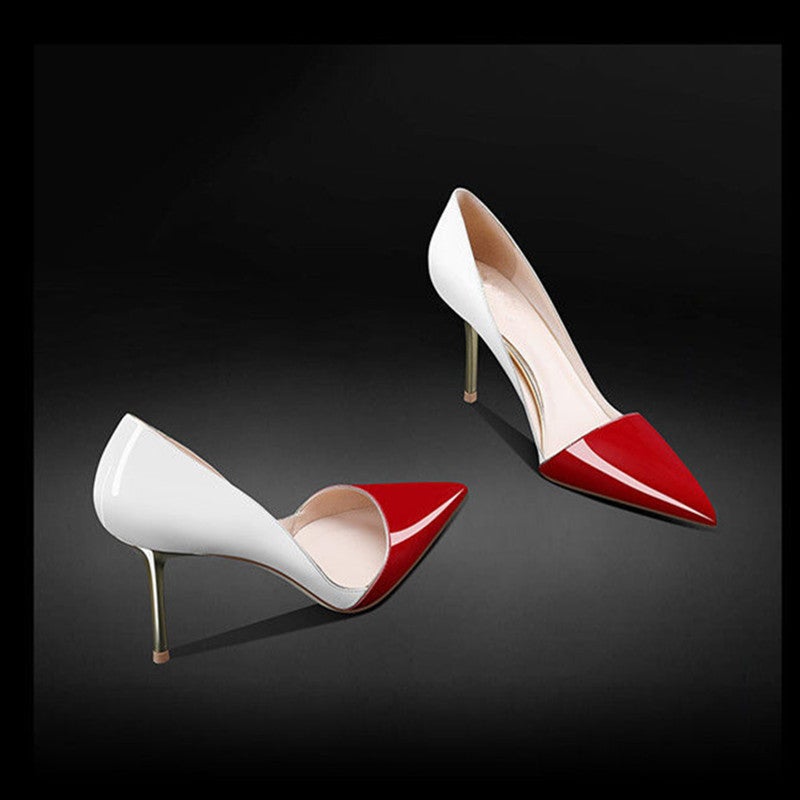 Size 32-45 Single Girl Color-Block Pointed High Heels Shallow Mouth Four Seasons Elegant Thin Heel Shoes Women'S Sandals - Image 2