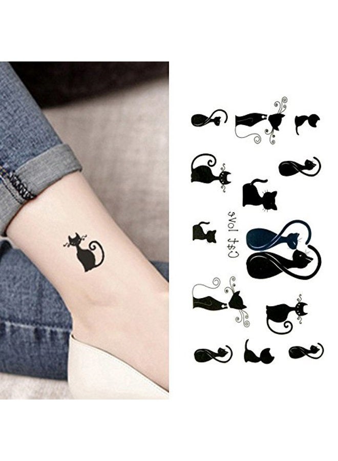Oottati Small Cute Temporary Tattoo Cats Love Totem (2 Sheets) - Image 1