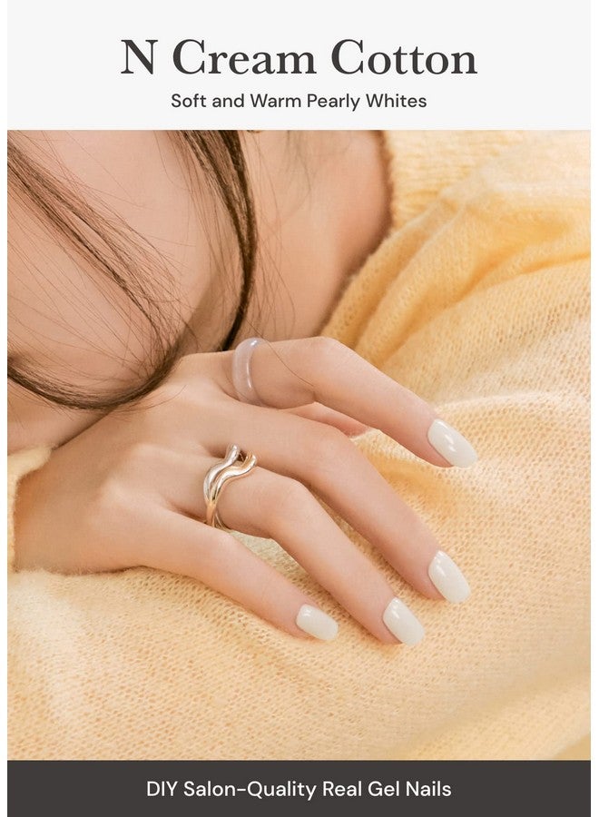 ohora Semi Cured Gel Nail Strips (N Cream Cotton) - White, Solid, Works with Any UV/LED Lamps, Salon-Quality, Long Lasting, Easy to Apply & Remove - Includes 2 Prep Pads, Nail File & Wooden Stick - Image 2