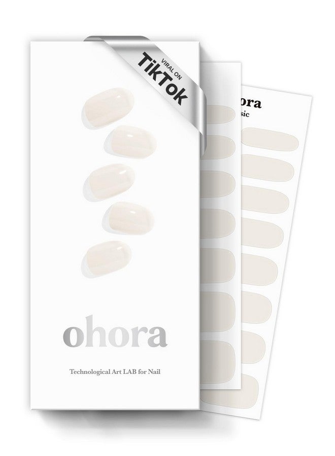 ohora Semi Cured Gel Nail Strips (N Cream Cotton) - White, Solid, Works with Any UV/LED Lamps, Salon-Quality, Long Lasting, Easy to Apply & Remove - Includes 2 Prep Pads, Nail File & Wooden Stick - Image 1