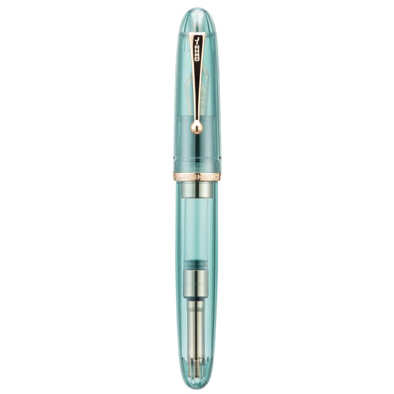 Wikult Jinhao 9019 DaDao Series Fountain Pen, Size 8 Medium Nib with Large Ink Converter, Transparent Light Blue Acrylic Design Smooth Writing Pen (Gold Trim) - Image 3