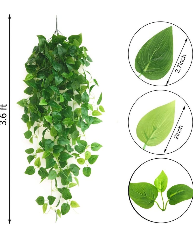 VRB DecTM Artificial Greenery Ferns Plants Vines Fake Ivy Hanging Flowers Vine Pine Needle Wall Hanging for Home Decor Door Wall Balcony Decoration Party Festival (1, Money Plant Hanging),Plastic - Image 2