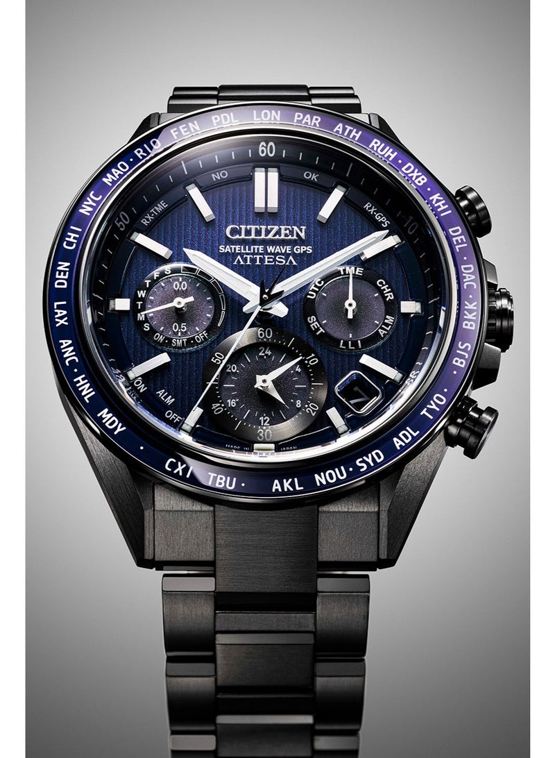 سيتيزن Attesa GPS Satellite Wave Eco-Drive Men’s Watch CC4059-64L, 44.6 mm Blue Dial, Super Titanium Case & Bracelet, Satellite Timekeeping, Dual Time, Sapphire Crystal, 100 m WR - Image 1