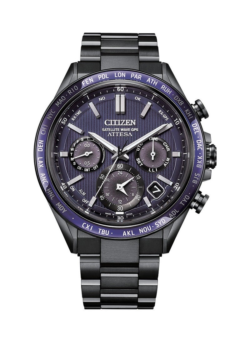 سيتيزن Attesa GPS Satellite Wave Eco-Drive Men’s Watch CC4059-64L, 44.6 mm Blue Dial, Super Titanium Case & Bracelet, Satellite Timekeeping, Dual Time, Sapphire Crystal, 100 m WR - Image 4