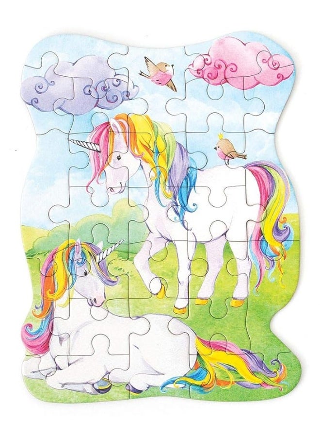 Playhouse Rainbow Unicorns 25Piece DieCut Shaped Mini Puzzle for Kids - Image 1