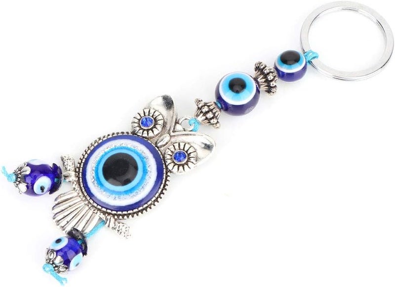 klarako Evil Eye Owl,Blue Evil Eye Owl Keychain Key Ring Home Decor Turkish Glass Amulet Charm Pendant Blessing Gift - Image 1