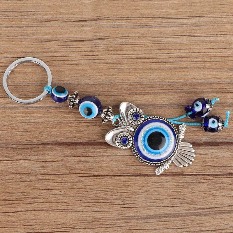klarako Evil Eye Owl,Blue Evil Eye Owl Keychain Key Ring Home Decor Turkish Glass Amulet Charm Pendant Blessing Gift - Image 2