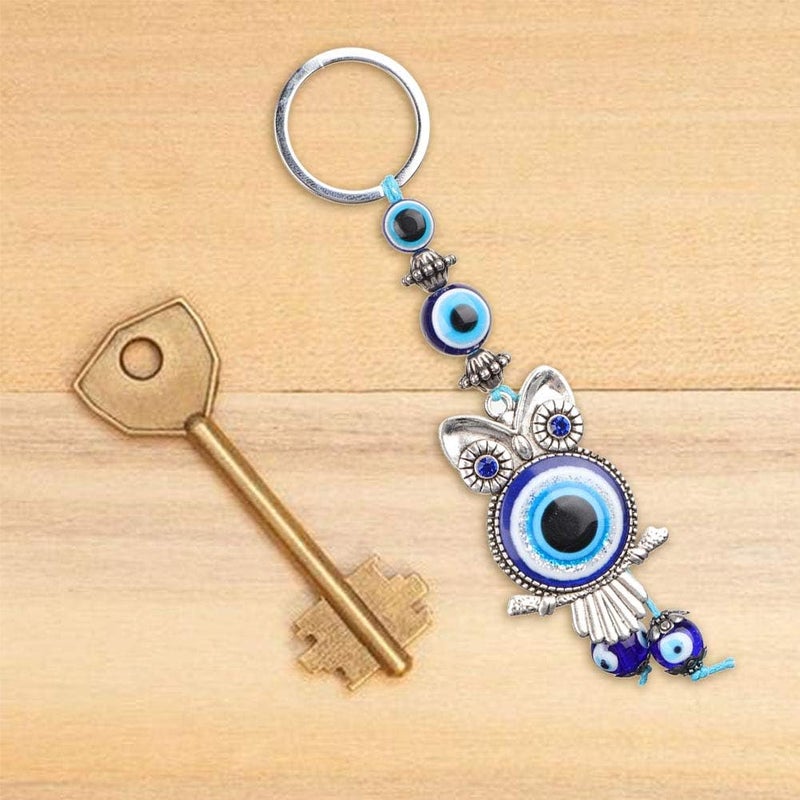 klarako Evil Eye Owl,Blue Evil Eye Owl Keychain Key Ring Home Decor Turkish Glass Amulet Charm Pendant Blessing Gift - Image 3