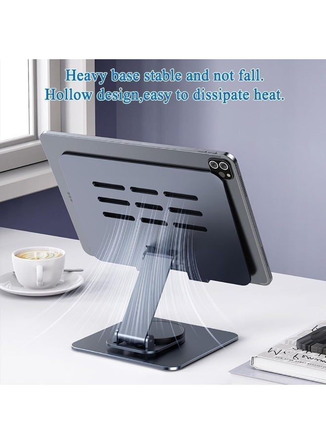 Denx Laptop Stand & Phone Holder, Adjustable Foldable Laptop Riser with 360° Rotation, Ergonomic Stand for Laptops 10-17", Tablet Stand for iPad, Mobile, Kindle, MacBook, Universal Holder, L-003 (Silver) - Image 3