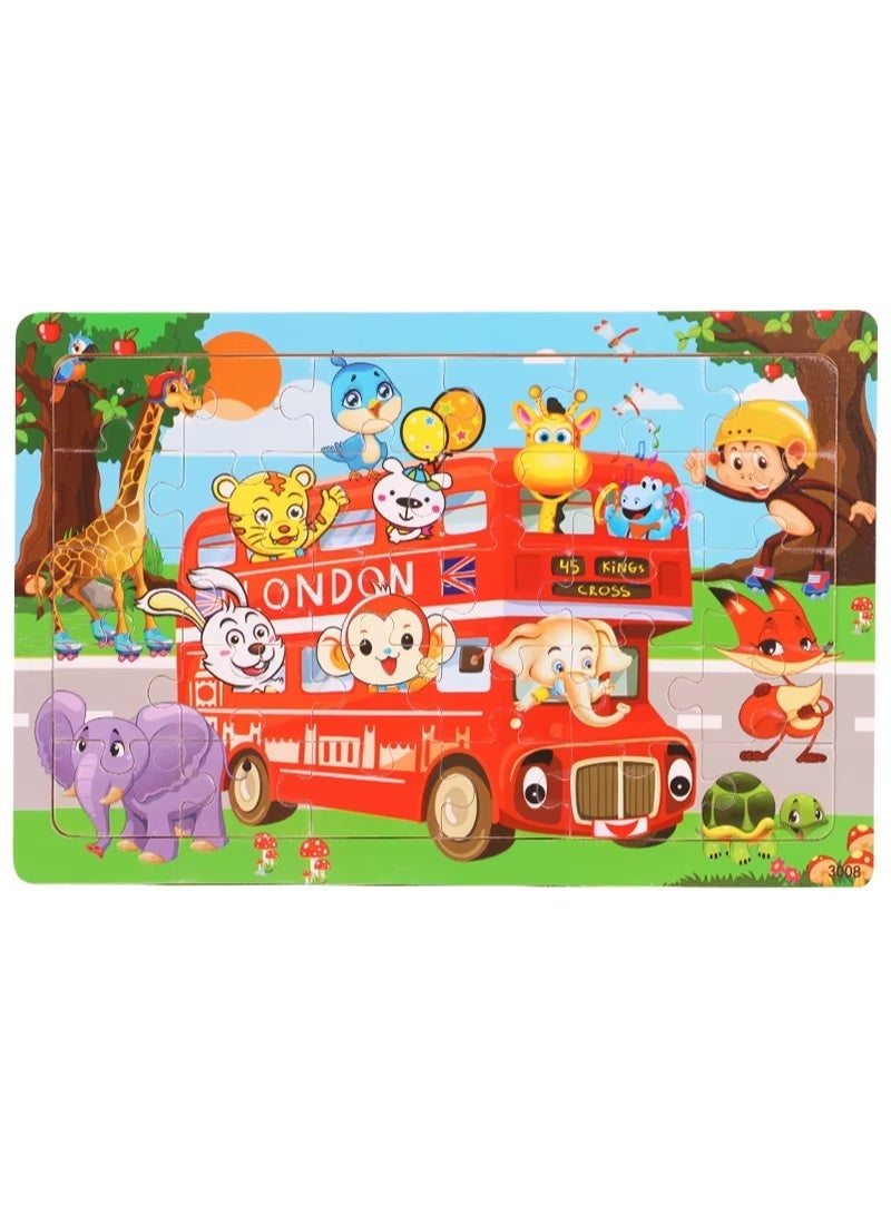 Twisoo 30-Piece Animal Wooden Jigsaw Puzzle – Early Educational Toy for Babies & Kids – Fun Learning Puzzle for Boys & Girls, (5 Pcs) - Image 2