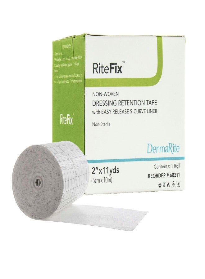 dermarite RiteFix Non-Woven Dressing Retention Tape - 2" x 11 yds - with Easy Release S-Curve Liner for Convenient Application, Moisture and Air Permeable, Hypoallergenic Adhesive, Non Sterile, Latex Free - Image 1