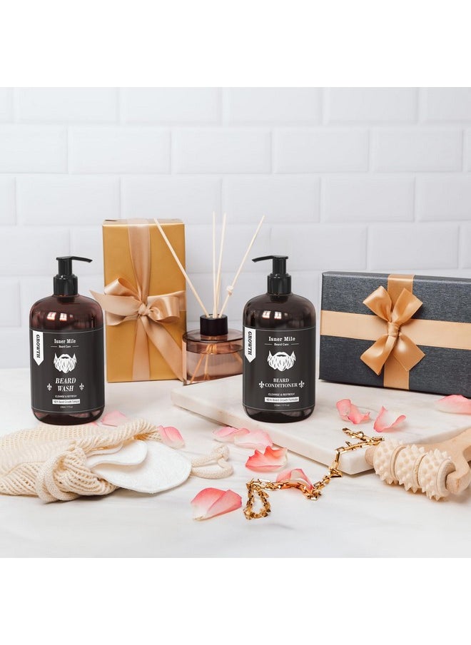isner mile Beard Wash And Conditioner Set 17 Oz New Beard Formula With Biotin Argan & Jojoba Oils Smooth Soften Strengthen Beard Shampoo With Beard Oil Conditioner Gifts For Men  - Image 3
