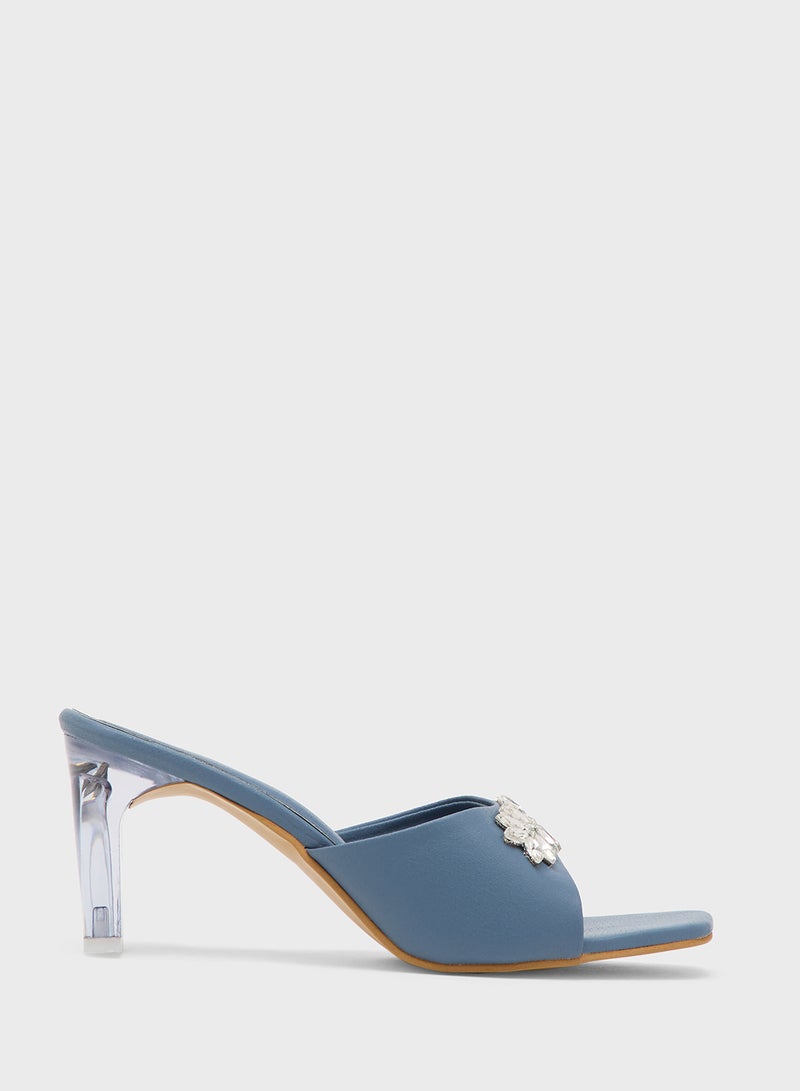 Pink Step High Heeled Sandal With Bow - Image 1