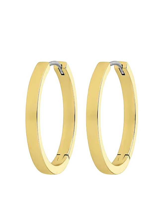 gorjana - Rose Hoops 13/16" - 18k Gold Plated Brass - Hinge Closure - Surgical Steel Post - Timeless Elegant Design - Daily Earring Wear - Image 1
