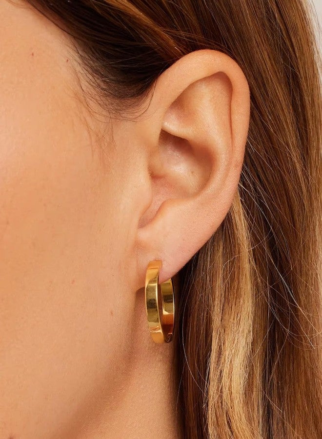gorjana - Rose Hoops 13/16" - 18k Gold Plated Brass - Hinge Closure - Surgical Steel Post - Timeless Elegant Design - Daily Earring Wear - Image 4