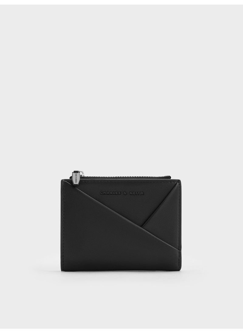Charles & Keith CHARLES & KEITH Midori Geometric Top-Zip Wallet for Women - Black  - Image 1