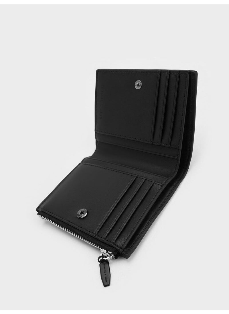 Charles & Keith CHARLES & KEITH Midori Geometric Top-Zip Wallet for Women - Black  - Image 4