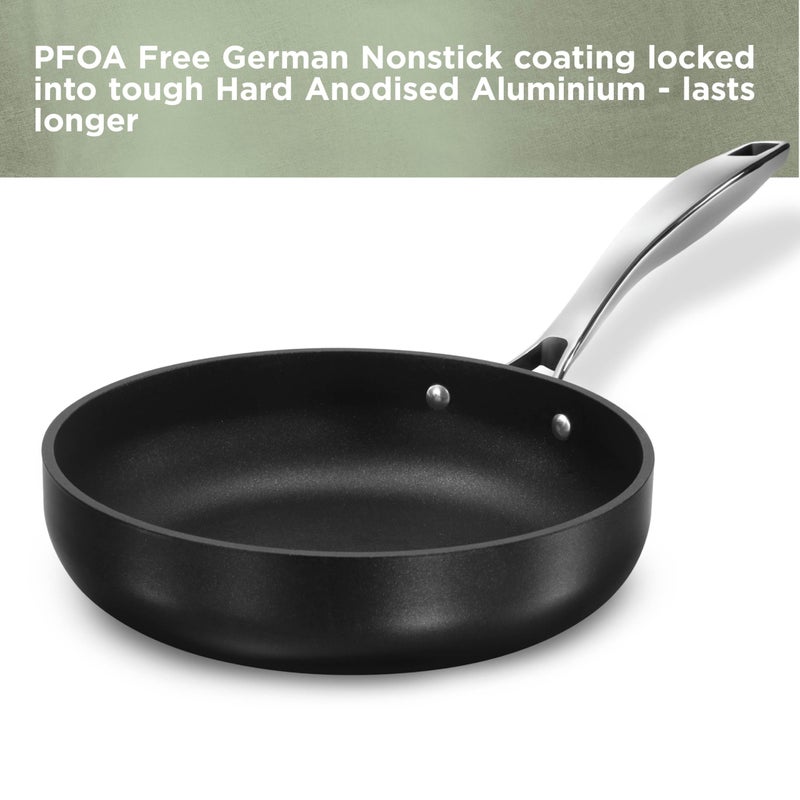 Hawkins Futura Pro 22 cm Frying Pan, Nonstick Fry Pan with Stainless Steel Handle and Stainless Steel Lid, Black (PNF22S) - Image 4