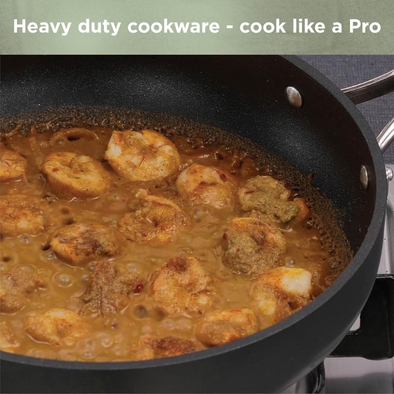 Hawkins Futura Pro 22 cm Frying Pan, Nonstick Fry Pan with Stainless Steel Handle and Stainless Steel Lid, Black (PNF22S) - Image 2