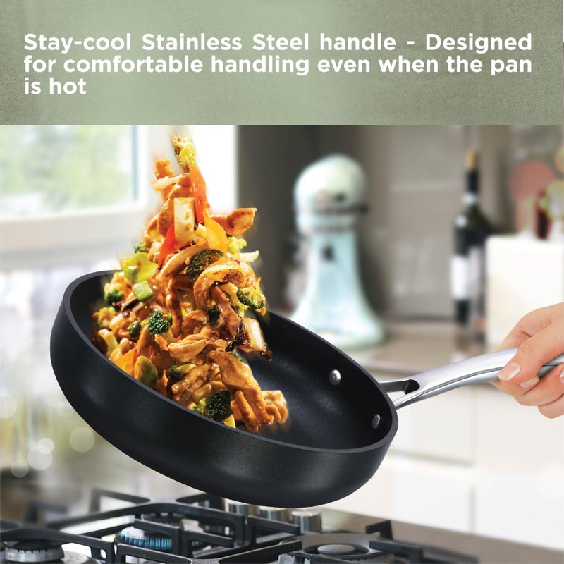Hawkins Futura Pro 22 cm Frying Pan, Nonstick Fry Pan with Stainless Steel Handle and Stainless Steel Lid, Black (PNF22S) - Image 3