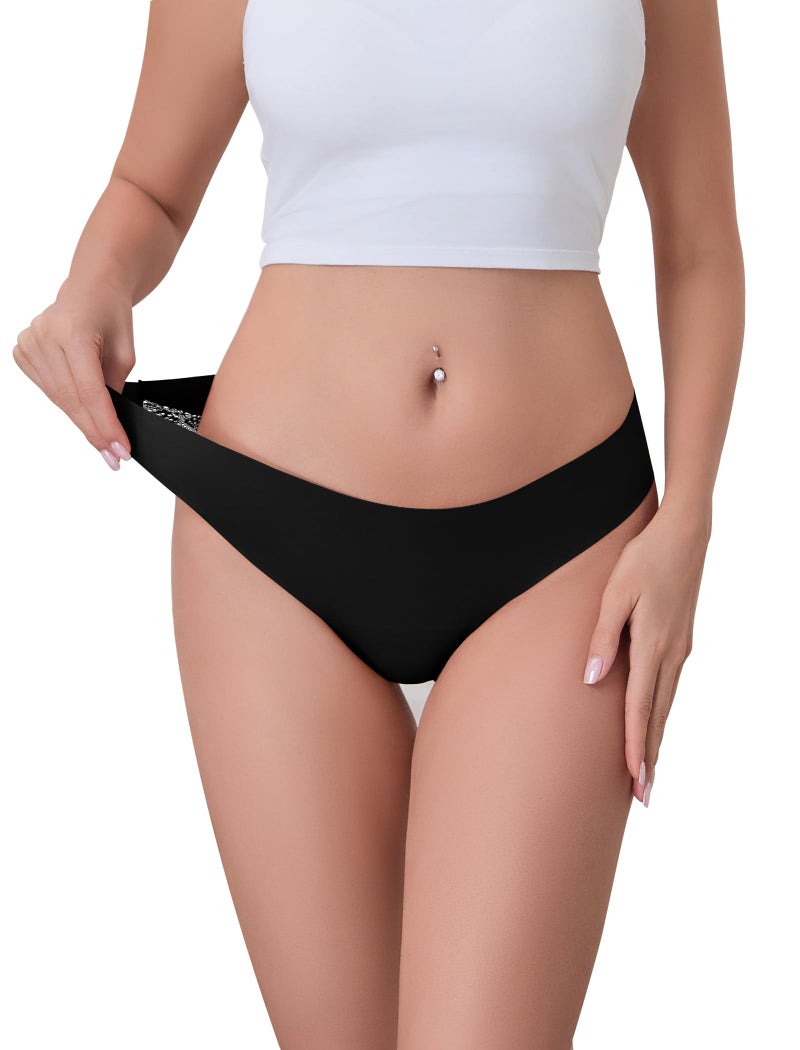 voenxe Lace Underwear for Women,Stretch Soft Bikini Panties,Sheer Lacy Ladies Briefs,Comfortable Hipster Panty Undies,5 Pack Basic - Image 2