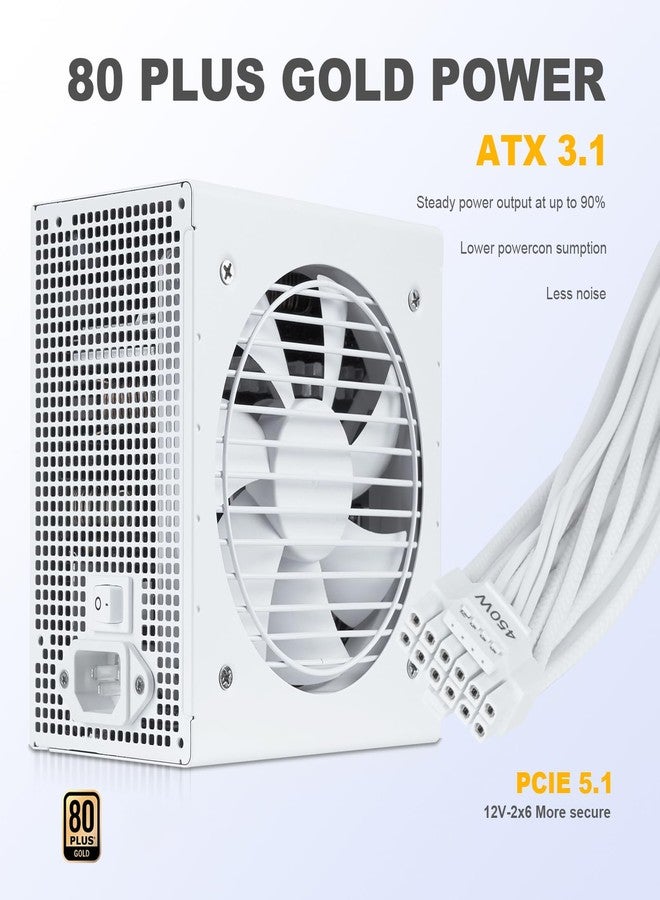 SAMA White 750W Power Supply - Fully Modular 80 Plus Gold Certified ATX 3.1 & PCIE 5.1 Compliant Power Supply, Supports RTX 30/40 Series GPUs - Image 2