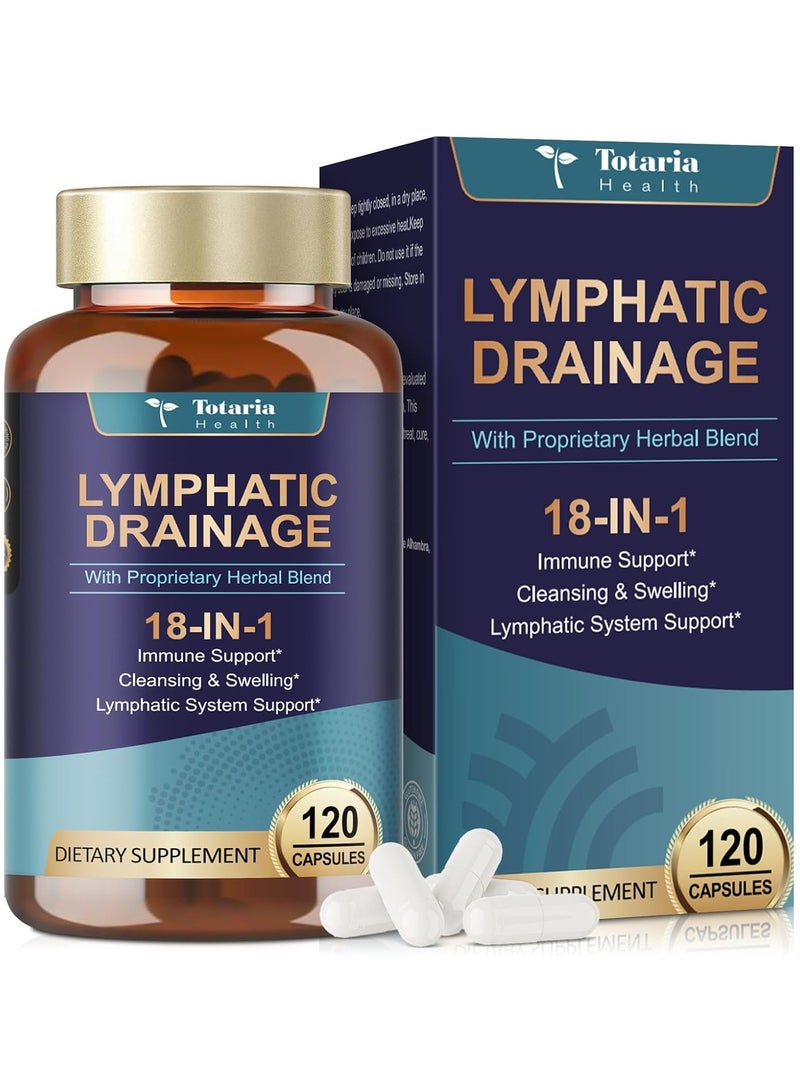 Totaria Lymphatic Drainage & Swelling Relief Supplement  with Echinacea, Dandelion, Bromelain & Antioxidants ,120 Capsules - Image 1