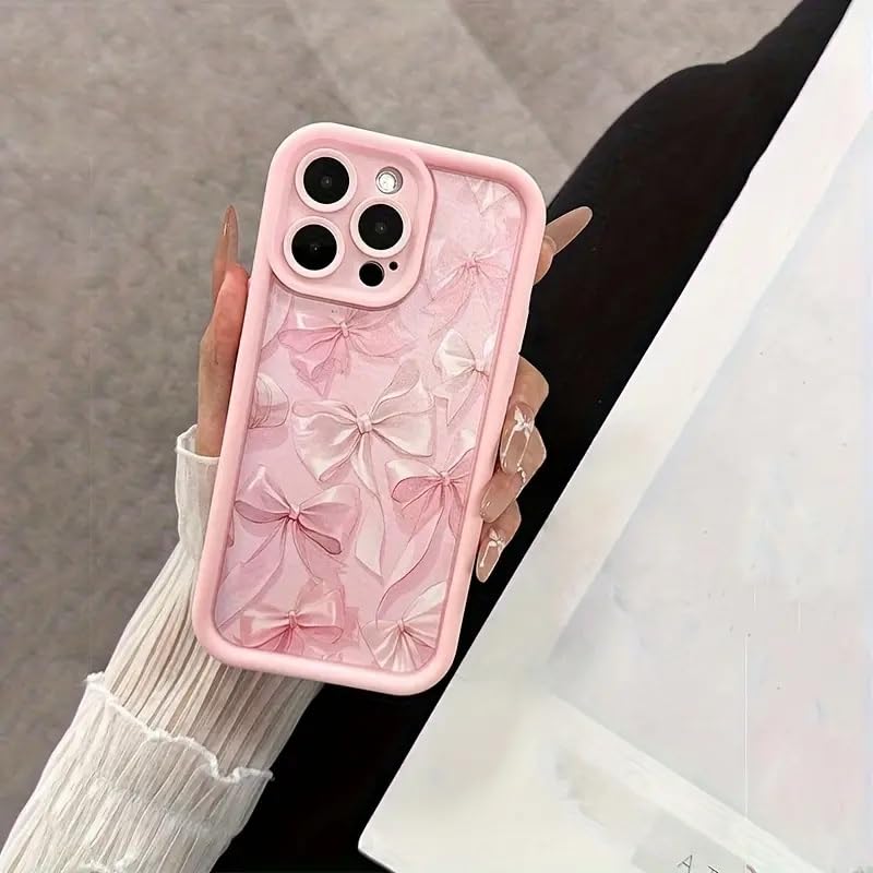 COVERLY White Ribbon Back Case Cover for iPhone 13 Pro Max | Hot 3D Pastel Pink Bow Knot Cute Design | Lens Protection | Soft TPU Silicone Fashion Aesthetic Cover for Girls & Women (Pink, Shockproof) - Image 3