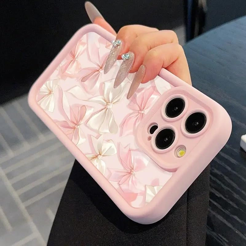 COVERLY White Ribbon Back Case Cover for iPhone 13 Pro Max | Hot 3D Pastel Pink Bow Knot Cute Design | Lens Protection | Soft TPU Silicone Fashion Aesthetic Cover for Girls & Women (Pink, Shockproof) - Image 4